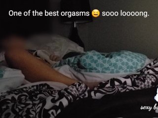 Milf gets really horny watching porn before bed. Has hard and longest orgasm.