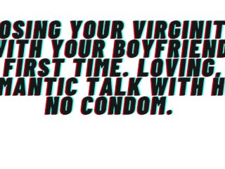 Boyfriend takes your virginity: Loving passionate romantic sex with premature ejaculation inside.