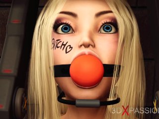 A sexy cuffed young blonde gets fucked hard by a hardcore muscular woman with a strapon