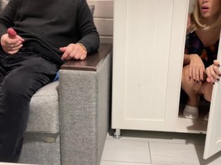 StepMom Caught StepSon Jerking off and help him to Cum Quick Creampie
