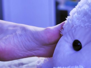 Cute teen girl feet and soles - I wish you were the plush toy under my toes