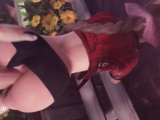 Aerith Gainsborough and Cloud Strife in Her Flower Garden. GCRaw. Final Fantasy