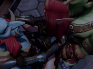 Elf Double teamed by an Ork and a Troll