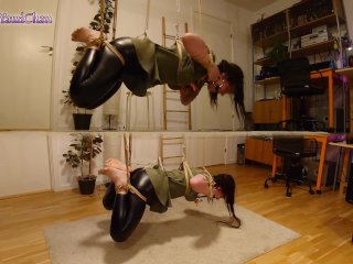Shibari & Petplay fun! Part 2 Girl in suspension w crotch rope is gagged & pleasing her master!