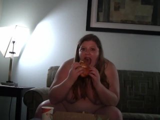 BBW Stuffing Fat Face with Pizza - Bettie Brickhouse