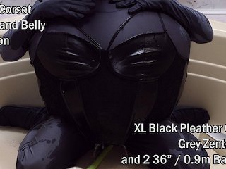 WWM - Black Corset and Zentai Inflation