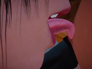 Two romantic schoolgirls licking man's cock and nipple, touching man and hot tongue