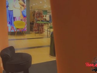 student public fitting room exposed, open door in mall