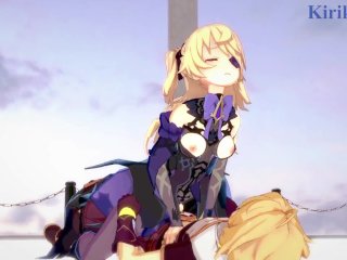 Fischl (Amy) and Aether have intense sex at a deserted ruins. - Genshin Impact Hentai