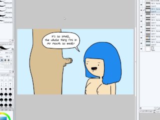 Making Of - Blue Haired Slut Humiliates Tiny Cock and Sucks It (Speed Paint)