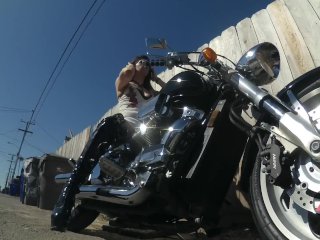 Motorcycle Babe Dominations then Click Pumps her Bike