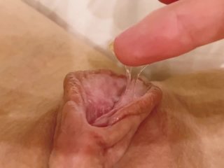 Teasing my Dripping wet juicy pussy and swollen big clit. POV girl masturbating