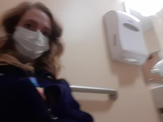 Milf in Northface Plays With Pussy In Public Bathroom