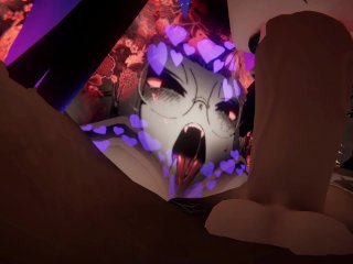 Ahegao Tattooed Gothic Mommy gives face fuck on Midnight Rooftop
