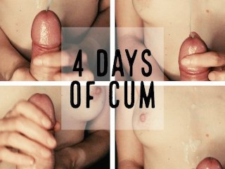 How much cum collects a big cock after 4 days with no fap? Fast POV HJ on teen tits with huge load.