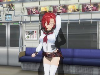 3D HENTAI Guy masturbates the pussy of the schoolgirl in the train