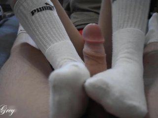 Sexy Footjob In Long Socks 🍆  Miley Grey