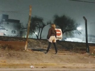 walk along the train tracks of buenos aires with naked busty flashing strangers in public