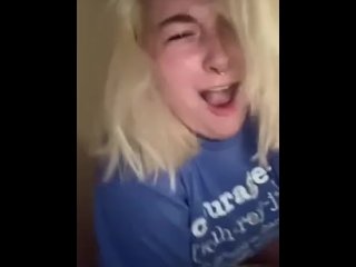 Hot college girl with big tits cums on vibrator with amazing facial expressions