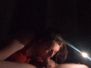 Gawk gawk on my stepbrothers cock in the dark. He brought a flashlight. Deepthroat sloppy deepthroat