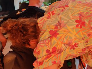 Handicapped man in wheelchair gets a blowjob by his friendly neighbor milf