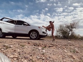 Almost Caught Having Rough Sex in the Desert Next to the Road