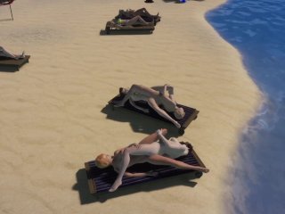 Two Lesbian Couple's Swap Girl Friend And Scissoring At Beach