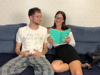 Step Sister Came From School And Asked Step Bro Help With Homework But He Help With Orgasm! Handjob