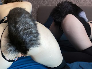 A young slut with an butt plug was fucked hard and spanked with a whip