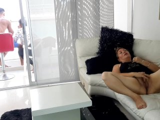 I catch my horny stepmother masturbating.