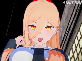 Power Lets Denji Squeeze her Breasts and Cum Inside after a Cowgirl Ride - Chainsaw Man Anime Hentai