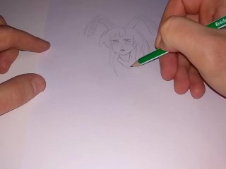 Drawing a bunny girl to traditional music