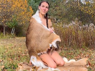Natural forest nymph gets naked and masturbates in the woods