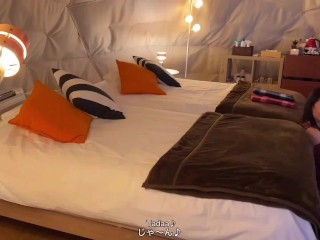 グランピング旅行後にテントの中でバレないようにセックスしたら興奮しすぎて連続イキする素人カップル　野外露出 投稿 ハメ撮り 個人撮影 声我慢 イキまくり 変態 手コキ おっぱい 美乳 巨乳 えむゆみ
