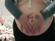 College Girl Plays with Chubby Belly