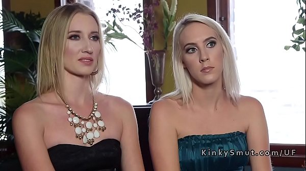Two hot blondes rough anal fucked in threesome
