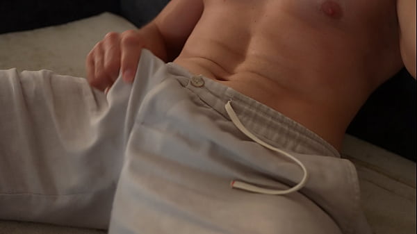 Fit guy showing his perfect technique of wanking