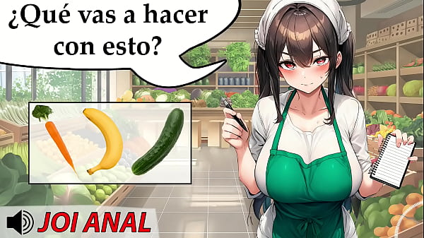 JOI Anal con frutas. La frutera te ha pillado y ahora quiere ayudarte. Voz espa&ntilde_ola.