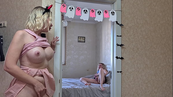 Caught My Step Sister Playing With Her Pussy &ndash_ Ended Up Cumming Together. Halloween 2025