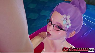 Hot Anime Girl Tsukiyama In The Pool Gives Two-Handed Handjob In Water, Frenulum Licking Fetish On Big Dick & Deepthroat Until Thick Cumshot &ndash_ Uncensored 3D Hentai