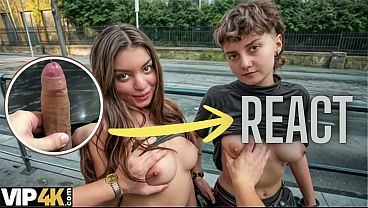 React: VIP4K. Two pretty Lesbians don't mind to having a Threesome with a stranger from the train