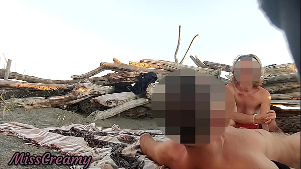 Public flashing in nude beach sucking and Cumshot of Big Cock in Front of Everyone - MissCreamy