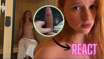 React: My stepsister blushes at the sight of my erect penis in the sauna - it's her first sexual experience | Kuporovaa Krupa