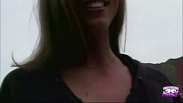 A wild brunette gets caught pissing, gets interviewed, and slammed by a buff dude
