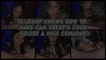 TS Jenny knows how to make Cam Crest&rsquo_s Cock Squirt a Huge Cumload