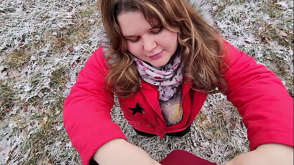 Facial CUM Drooling outdoor blowjob from chubby girlfriend with big boobs