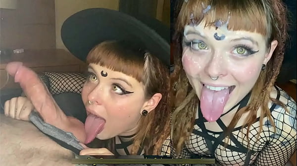 Goth Girls Sloppy Blowjob and a Big Cumshot Reward