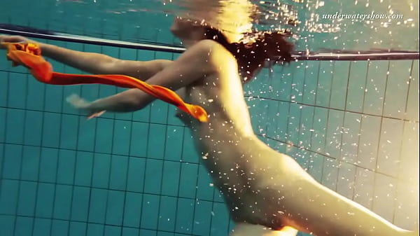 Sexy orange stockings of Markova underwater