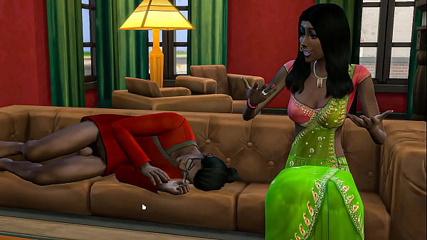 Indian step sister catches her stepbrother sleeping naked on the couch in the living room and this excited him very much and fucked him - desi teen sex