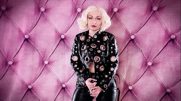 Rude strap-on POV FemDom video. Leather leggings and black jacket. Dominatrix